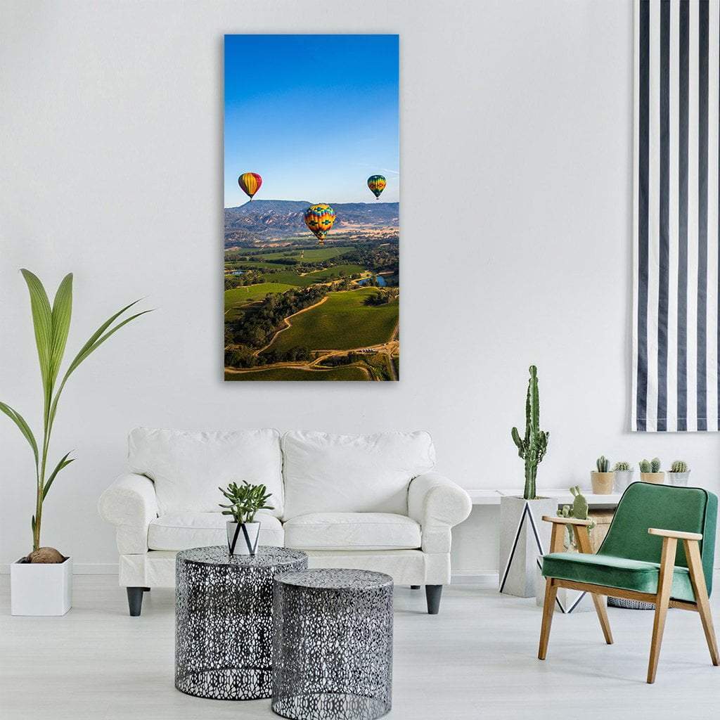 Hot Air Balloon Trip in Napa Valley Vertical Canvas Wall Art-3 Vertical-Gallery Wrap-12" x 25"-Tiaracle