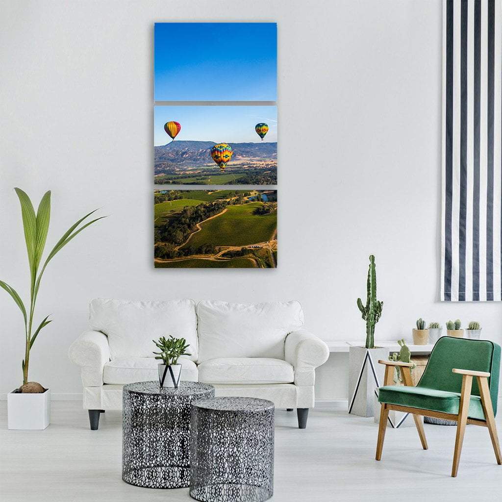 Hot Air Balloon Trip in Napa Valley Vertical Canvas Wall Art-3 Vertical-Gallery Wrap-12" x 25"-Tiaracle