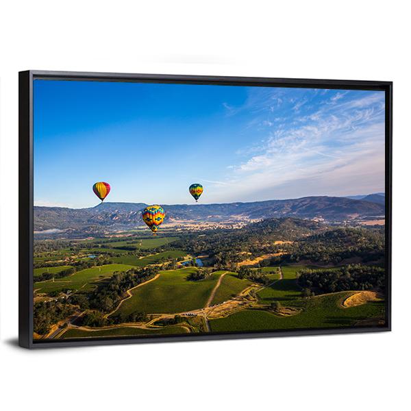Hot Air Balloon Trip in Napa Valley Canvas Wall Art-3 Horizontal-Gallery Wrap-25" x 16"-Tiaracle