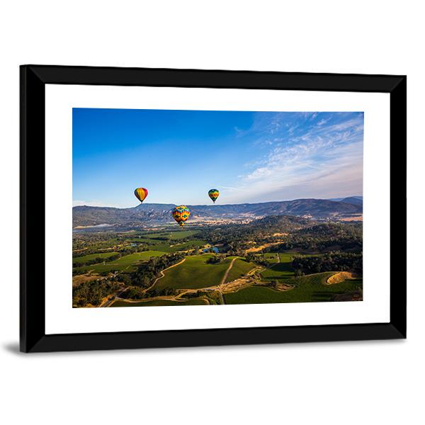 Hot Air Balloon Trip in Napa Valley Canvas Wall Art-3 Horizontal-Gallery Wrap-25" x 16"-Tiaracle