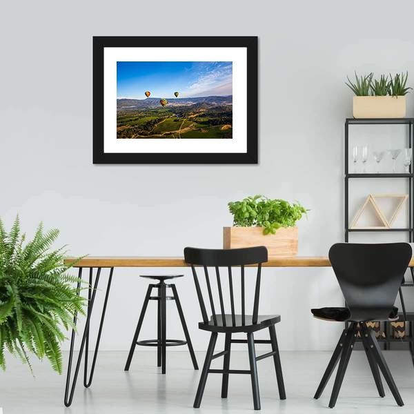 Hot Air Balloon Trip in Napa Valley Canvas Wall Art-5 Horizontal-Gallery Wrap-22" x 12"-Tiaracle