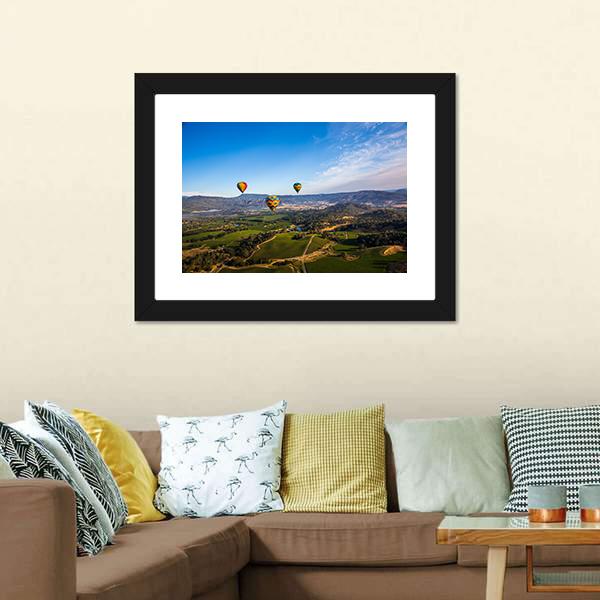 Hot Air Balloon Trip in Napa Valley Canvas Wall Art-5 Horizontal-Gallery Wrap-22" x 12"-Tiaracle