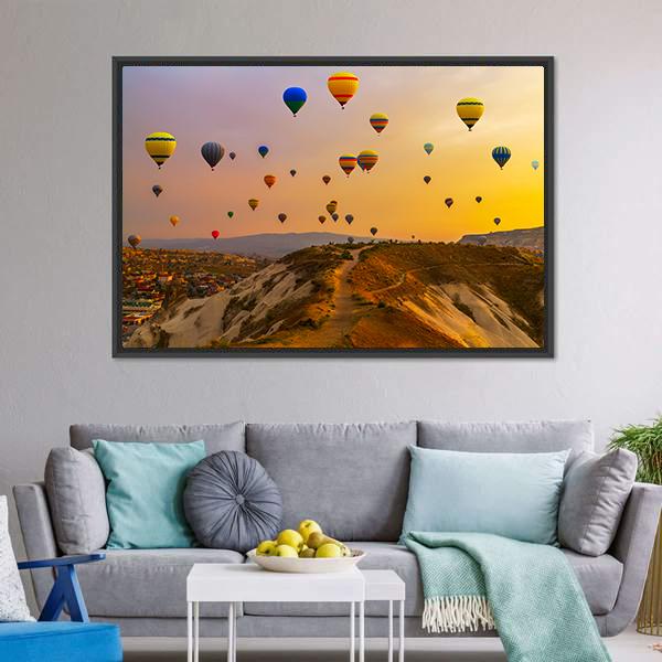 Hot Air Balloons Canvas Wall Art-1 Piece-Floating Frame-24" x 16"-Tiaracle