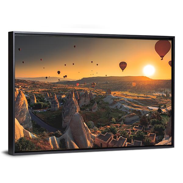 Hot Air Balloons In Cappadocia Canvas Wall Art-3 Horizontal-Gallery Wrap-25" x 16"-Tiaracle