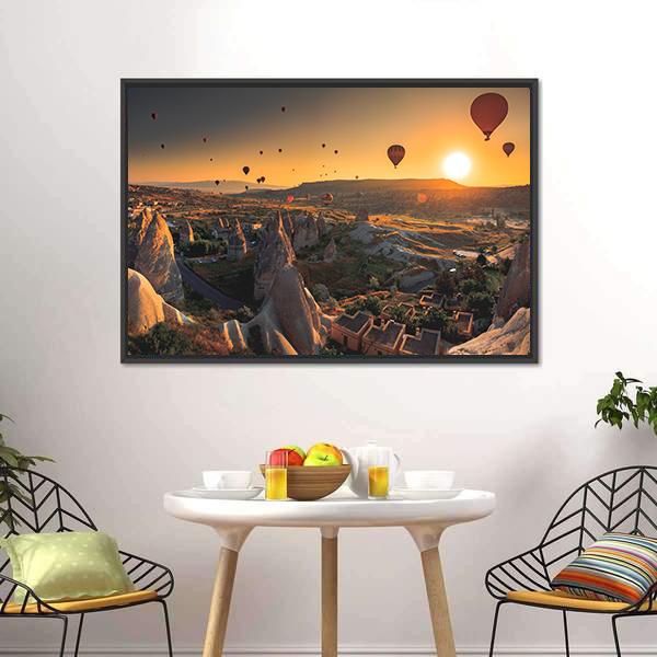 Hot Air Balloons In Cappadocia Canvas Wall Art-3 Horizontal-Gallery Wrap-25" x 16"-Tiaracle