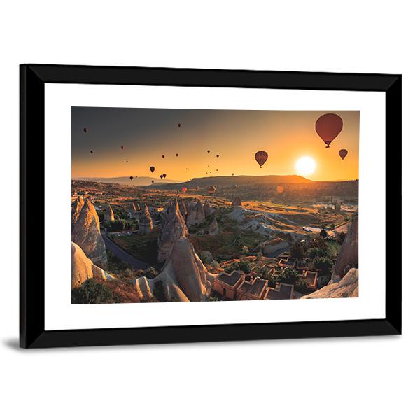 Hot Air Balloons In Cappadocia Canvas Wall Art-3 Horizontal-Gallery Wrap-25" x 16"-Tiaracle