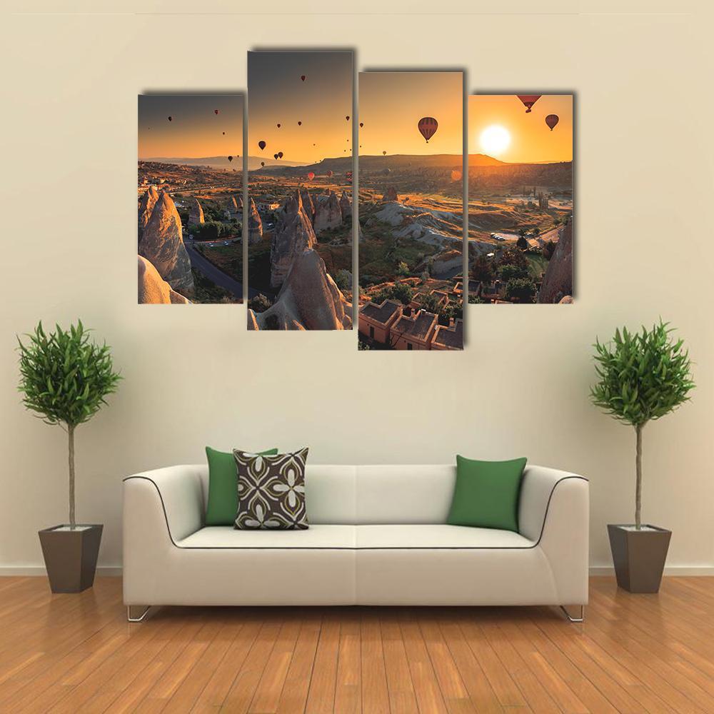Hot Air Balloons In Cappadocia Canvas Wall Art-4 Pop-Gallery Wrap-50" x 32"-Tiaracle
