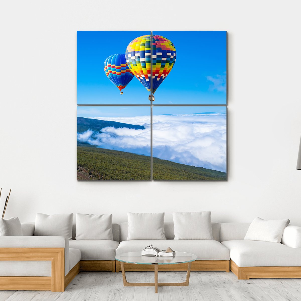 Hot Air Balloons In Spain Canvas Wall Art-4 Square-Gallery Wrap-17" x 17"-Tiaracle
