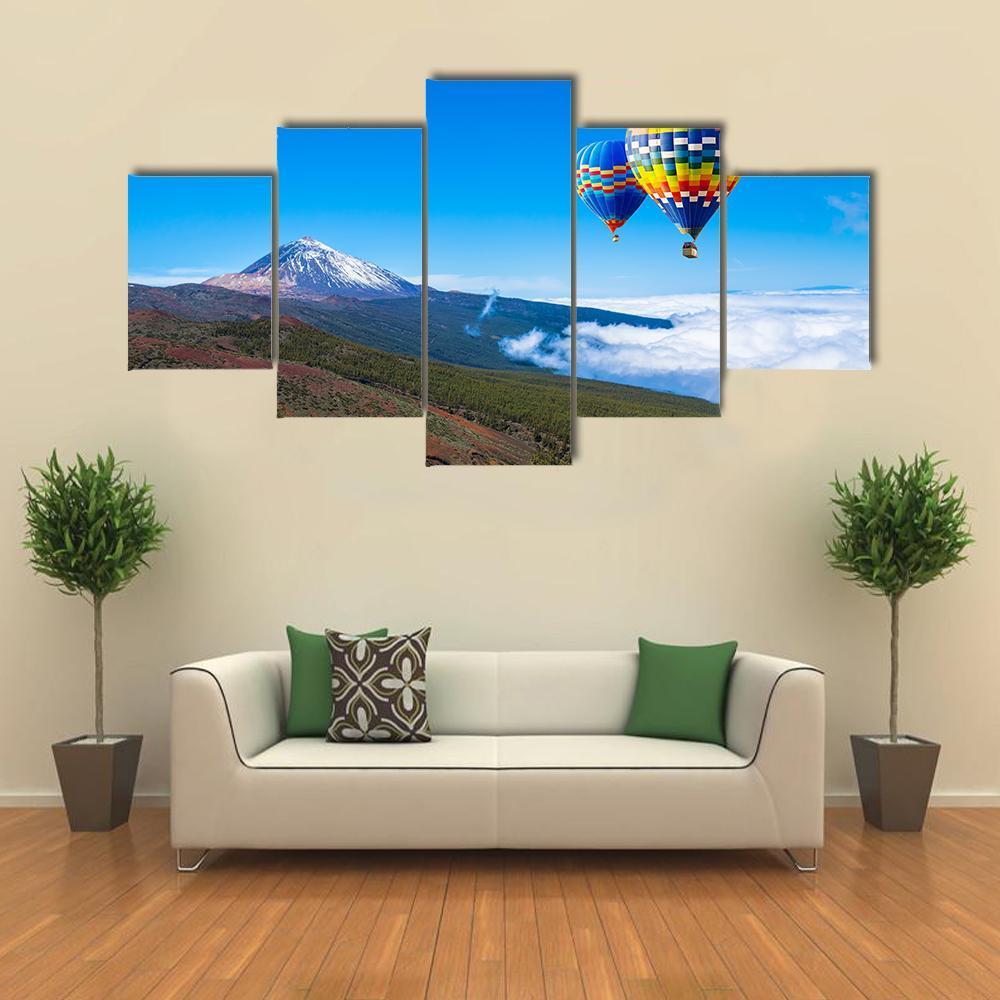 Hot Air Balloons In Spain Canvas Wall Art-5 Star-Gallery Wrap-62" x 32"-Tiaracle