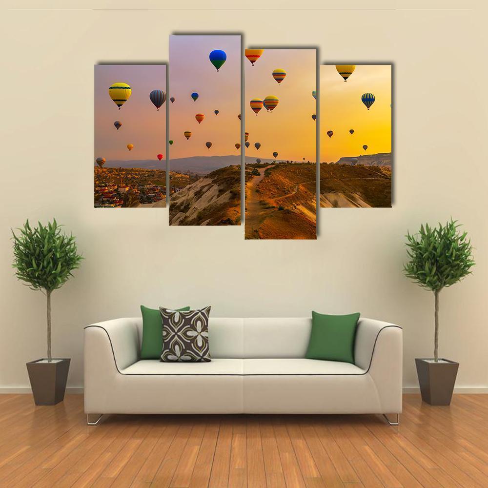 Hot Air Balloons Canvas Wall Art-4 Pop-Gallery Wrap-50" x 32"-Tiaracle