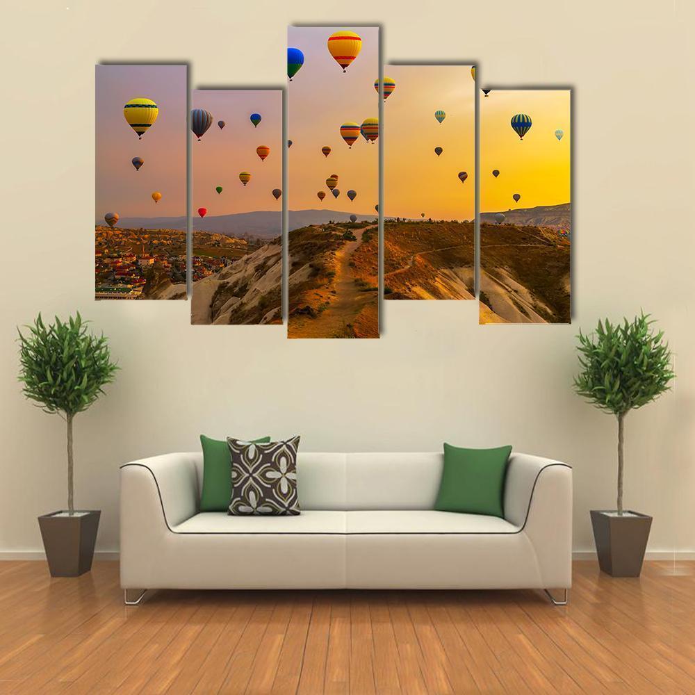 Hot Air Balloons Canvas Wall Art-5 Pop-Gallery Wrap-47" x 32"-Tiaracle