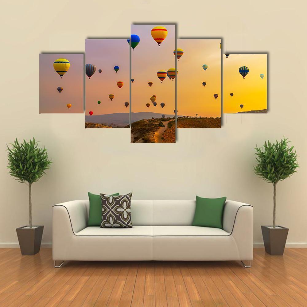 Hot Air Balloons Canvas Wall Art-5 Star-Gallery Wrap-62" x 32"-Tiaracle