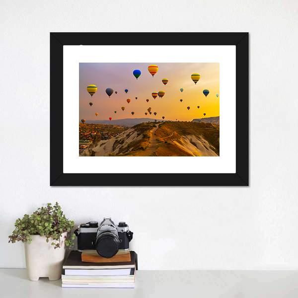 Hot Air Balloons Canvas Wall Art-1 Piece-Framed Print-20" x 16"-Tiaracle