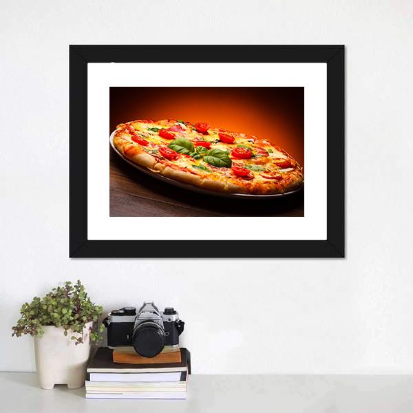 Hot &amp; Spicy Pizza Canvas Wall Art-1 Piece-Framed Print-20" x 16"-Tiaracle