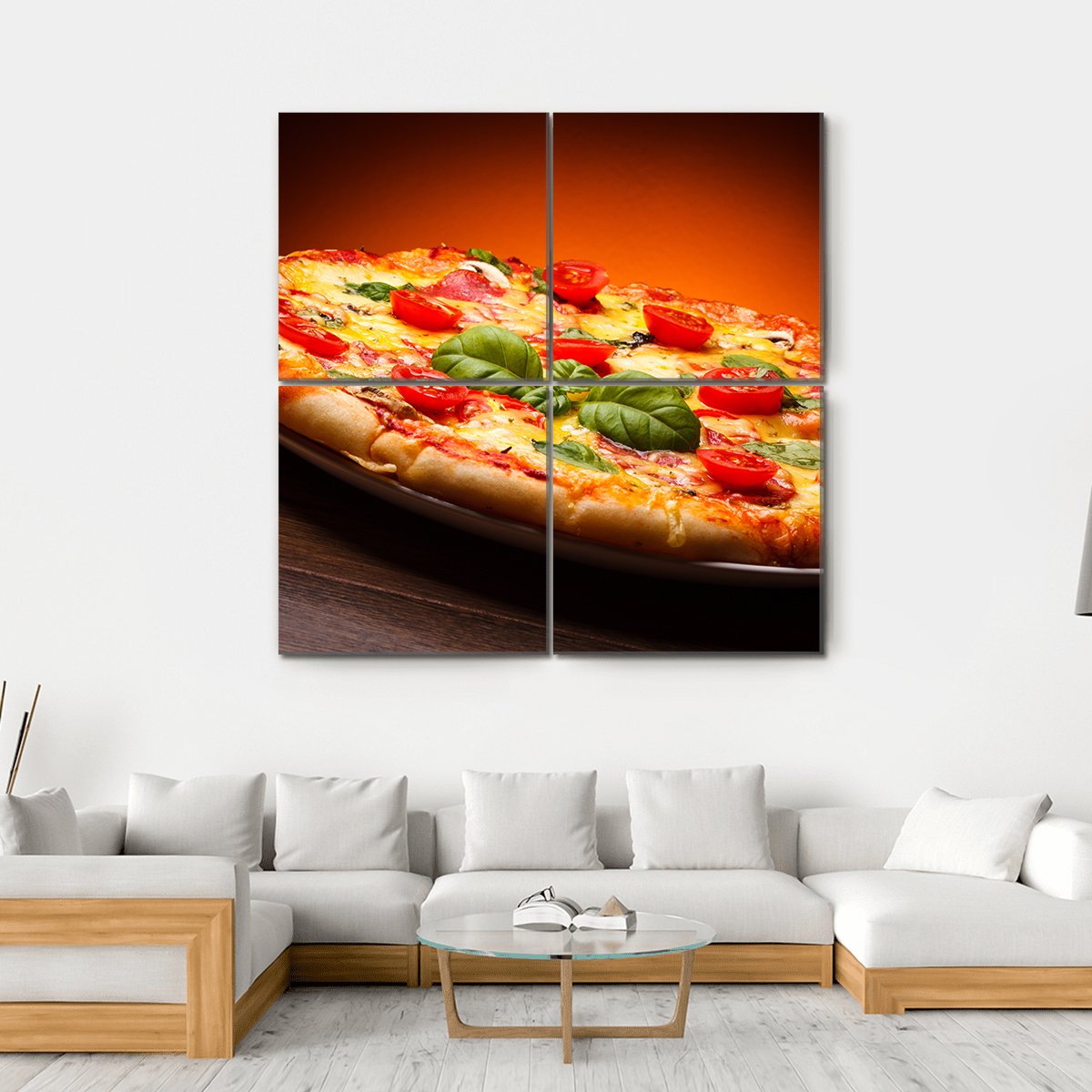 Hot &amp; Spicy Pizza Canvas Wall Art-4 Square-Gallery Wrap-17" x 17"-Tiaracle