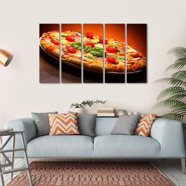 Hot & Spicy Pizza Canvas Wall Art-5 Horizontal-Gallery Wrap-22" x 12"-Tiaracle