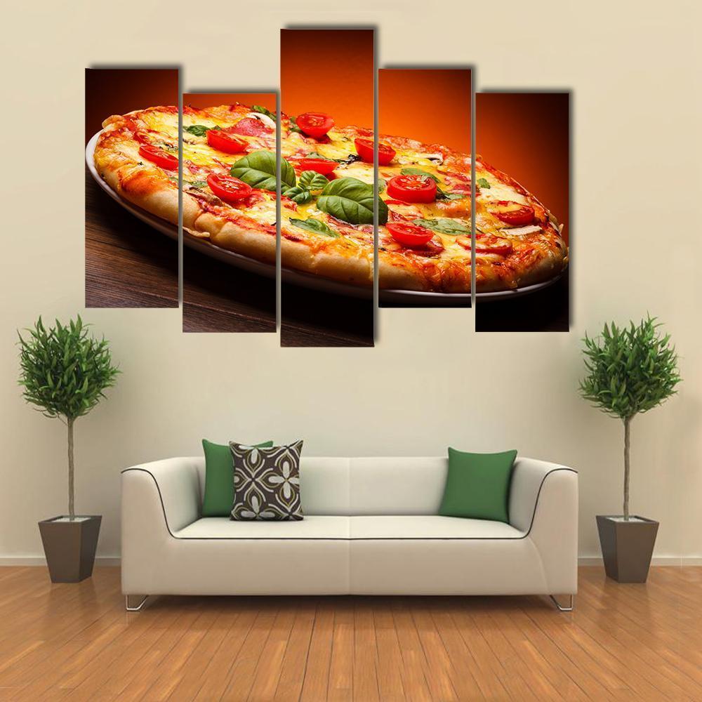 Hot & Spicy Pizza Canvas Wall Art-5 Pop-Gallery Wrap-47" x 32"-Tiaracle