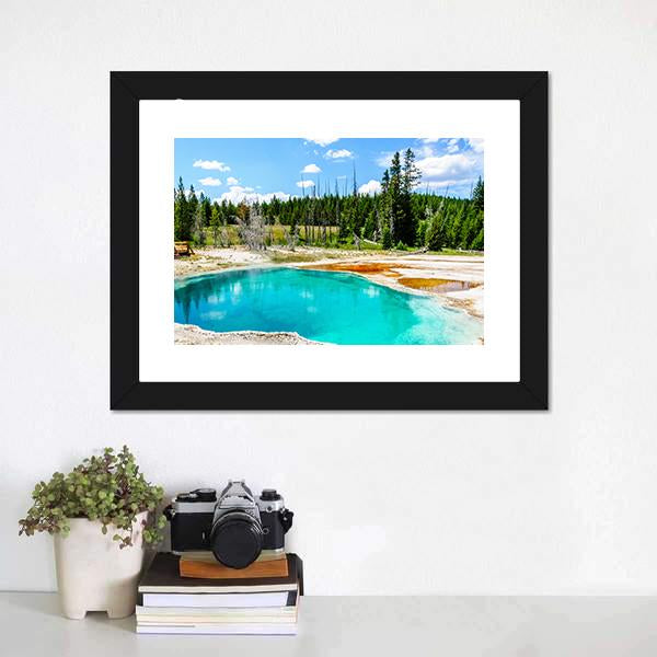 Hot Springs In Yellowstone National Park Canvas Wall Art-1 Piece-Framed Print-20" x 16"-Tiaracle