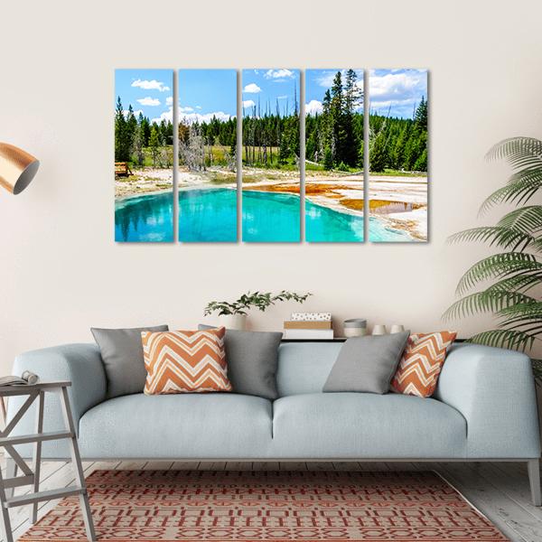 Hot Springs In Yellowstone National Park Canvas Wall Art-5 Horizontal-Gallery Wrap-22" x 12"-Tiaracle