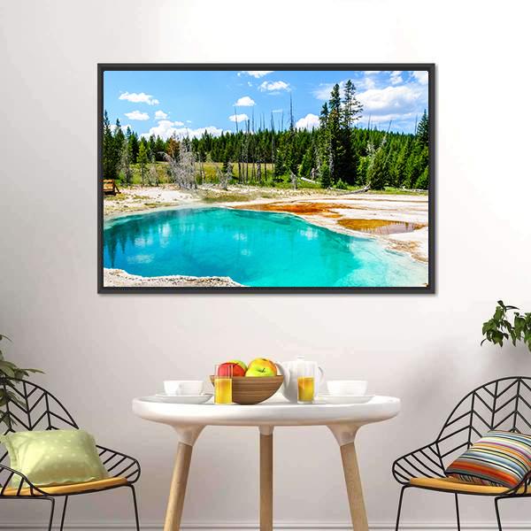 Hot Springs In Yellowstone National Park Canvas Wall Art-3 Horizontal-Gallery Wrap-25" x 16"-Tiaracle