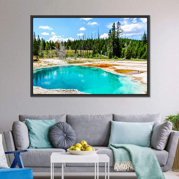 Hot Springs In Yellowstone National Park Canvas Wall Art-3 Horizontal-Gallery Wrap-25" x 16"-Tiaracle