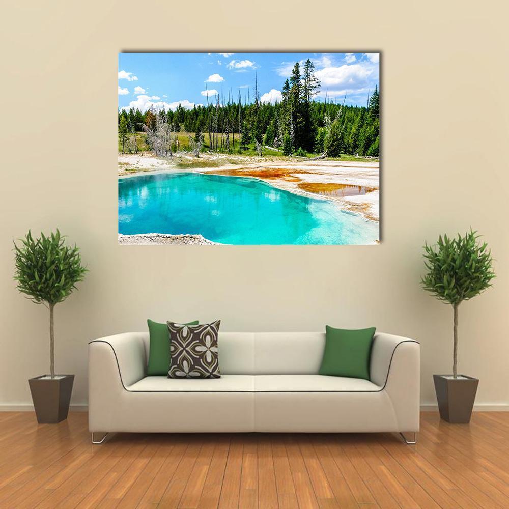 Hot Springs In Yellowstone National Park Canvas Wall Art-4 Pop-Gallery Wrap-50" x 32"-Tiaracle