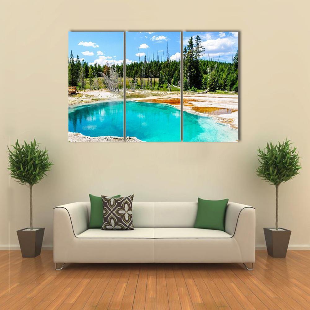 Hot Springs In Yellowstone National Park Canvas Wall Art-3 Horizontal-Gallery Wrap-37" x 24"-Tiaracle