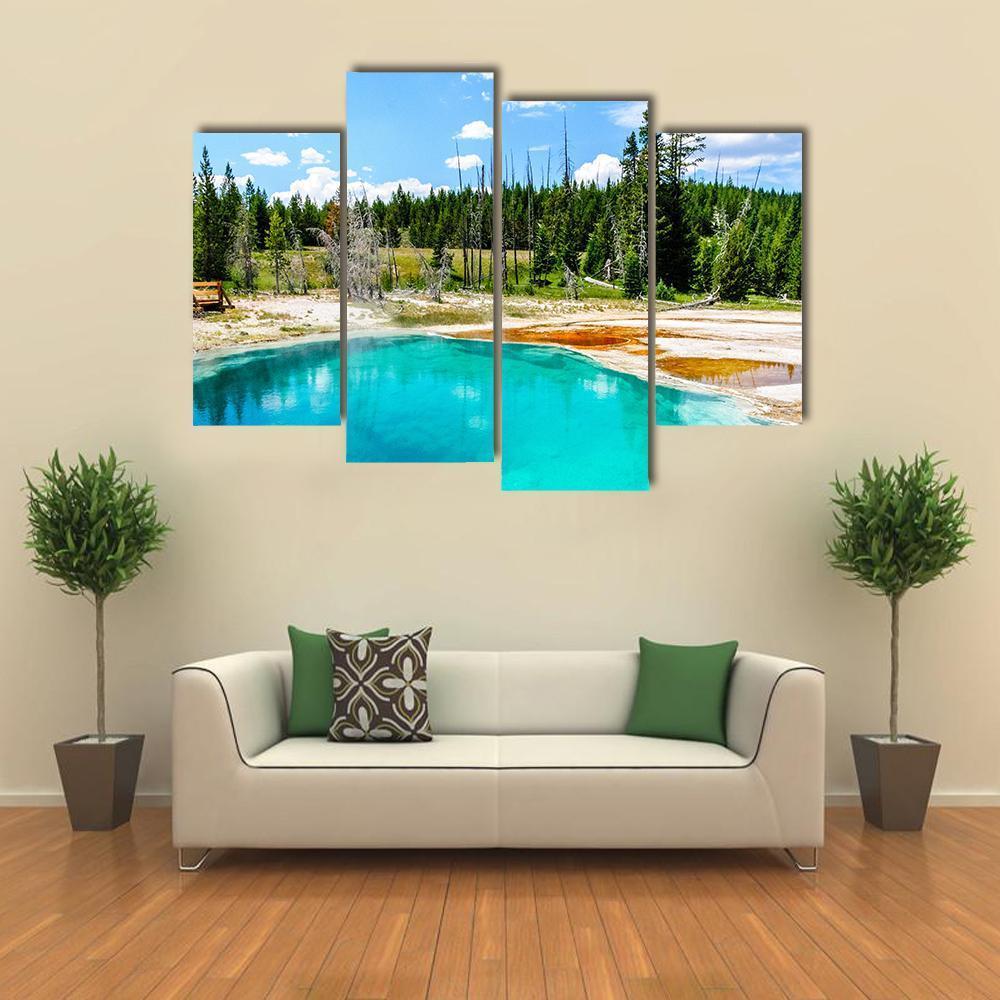 Hot Springs In Yellowstone National Park Canvas Wall Art-4 Pop-Gallery Wrap-50" x 32"-Tiaracle