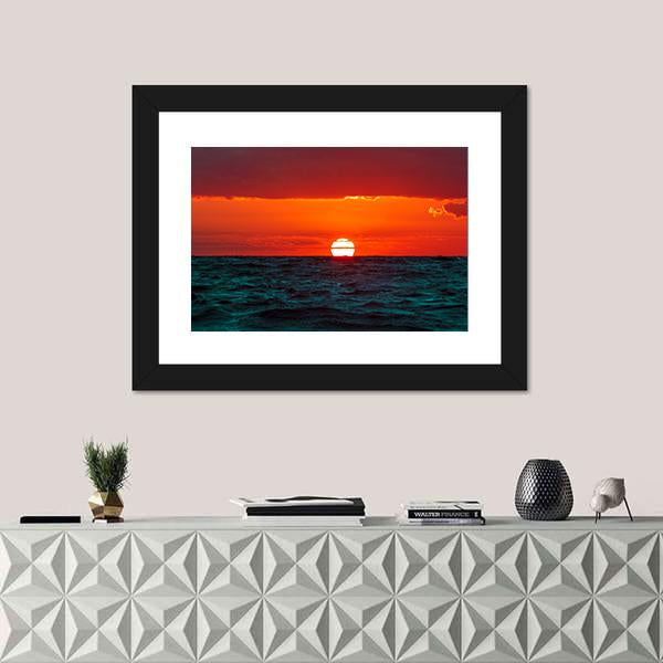 Hot Sunset Over Baltic Sea Canvas Wall Art-1 Piece-Framed Print-20" x 16"-Tiaracle
