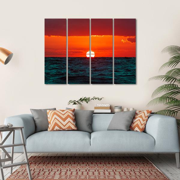 Hot Sunset Over Baltic Sea Canvas Wall Art-4 Horizontal-Gallery Wrap-34" x 24"-Tiaracle