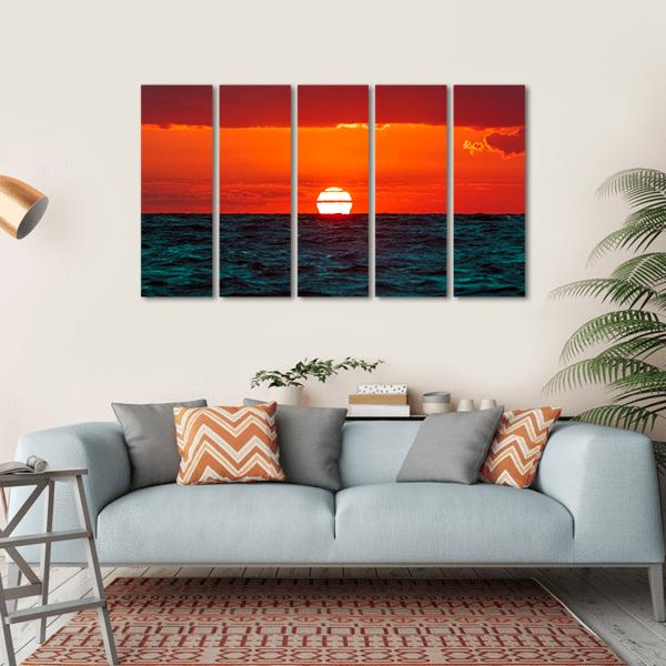 Hot Sunset Over Baltic Sea Canvas Wall Art-5 Horizontal-Gallery Wrap-22" x 12"-Tiaracle
