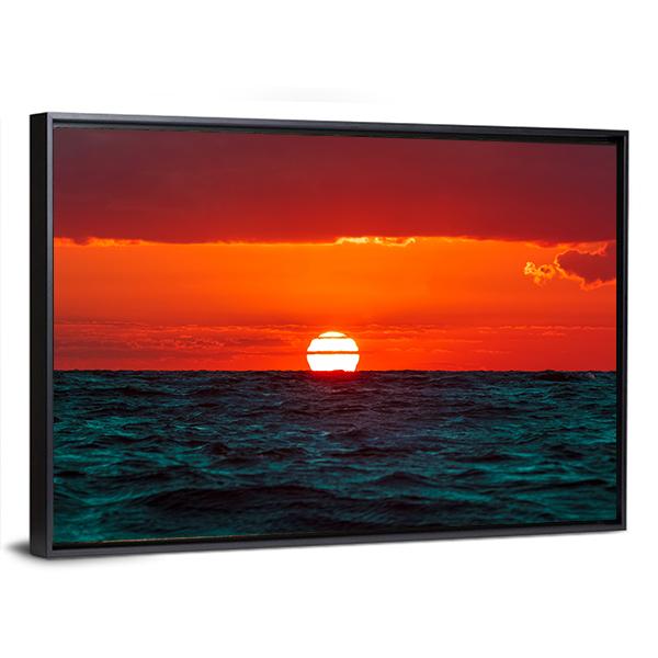 Hot Sunset Over Baltic Sea Canvas Wall Art-3 Horizontal-Gallery Wrap-25" x 16"-Tiaracle