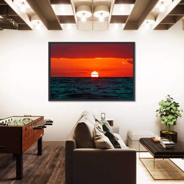 Hot Sunset Over Baltic Sea Canvas Wall Art-5 Horizontal-Gallery Wrap-22" x 12"-Tiaracle
