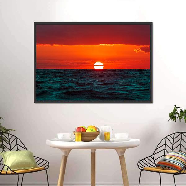Hot Sunset Over Baltic Sea Canvas Wall Art-3 Horizontal-Gallery Wrap-25" x 16"-Tiaracle