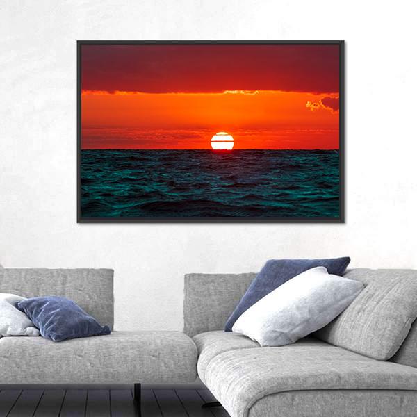 Hot Sunset Over Baltic Sea Canvas Wall Art-5 Horizontal-Gallery Wrap-22" x 12"-Tiaracle