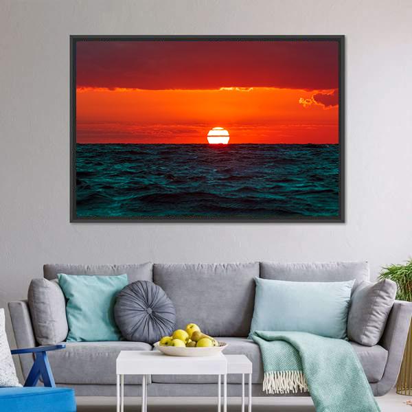 Hot Sunset Over Baltic Sea Canvas Wall Art-3 Horizontal-Gallery Wrap-25" x 16"-Tiaracle