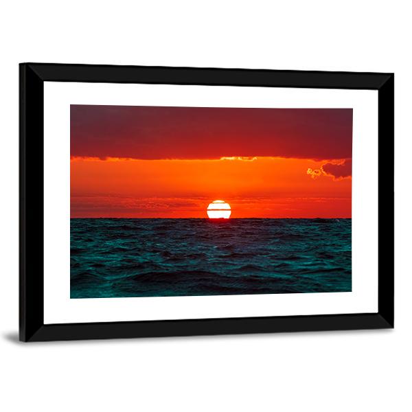 Hot Sunset Over Baltic Sea Canvas Wall Art-3 Horizontal-Gallery Wrap-25" x 16"-Tiaracle