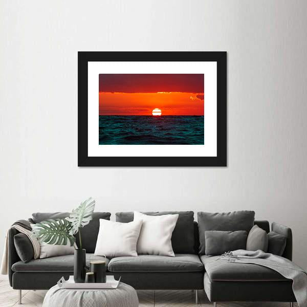 Hot Sunset Over Baltic Sea Canvas Wall Art-5 Horizontal-Gallery Wrap-22" x 12"-Tiaracle
