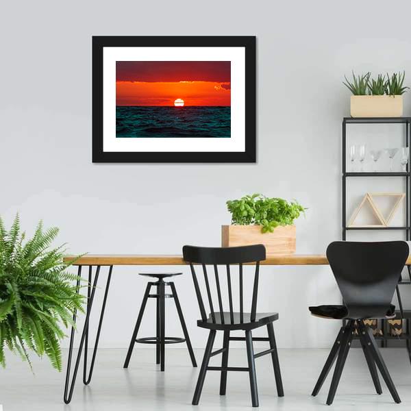 Hot Sunset Over Baltic Sea Canvas Wall Art-3 Horizontal-Gallery Wrap-25" x 16"-Tiaracle