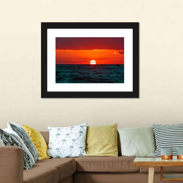 Hot Sunset Over Baltic Sea Canvas Wall Art-3 Horizontal-Gallery Wrap-25" x 16"-Tiaracle