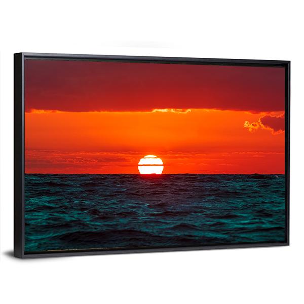 Hot Sunset Over Baltic Sea Canvas Wall Art-5 Horizontal-Gallery Wrap-22" x 12"-Tiaracle