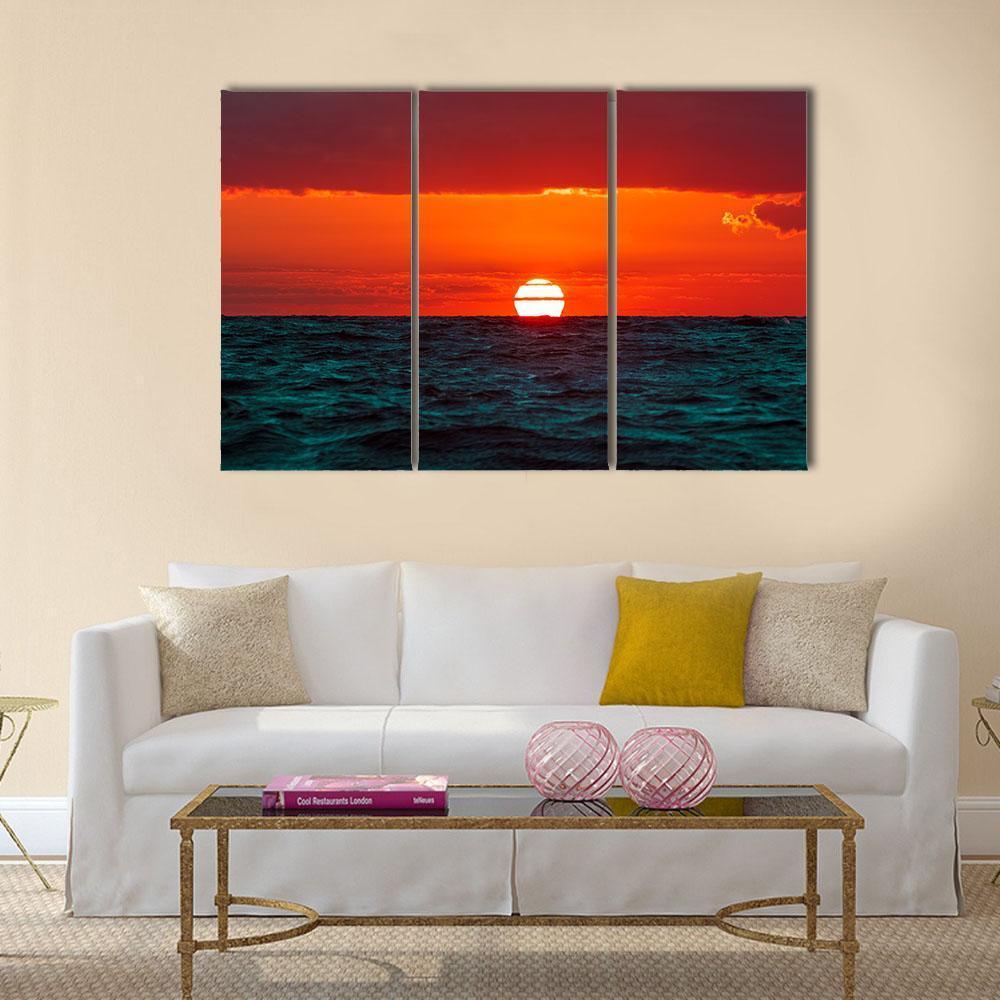 Hot Sunset Over Baltic Sea Canvas Wall Art-3 Horizontal-Gallery Wrap-37" x 24"-Tiaracle