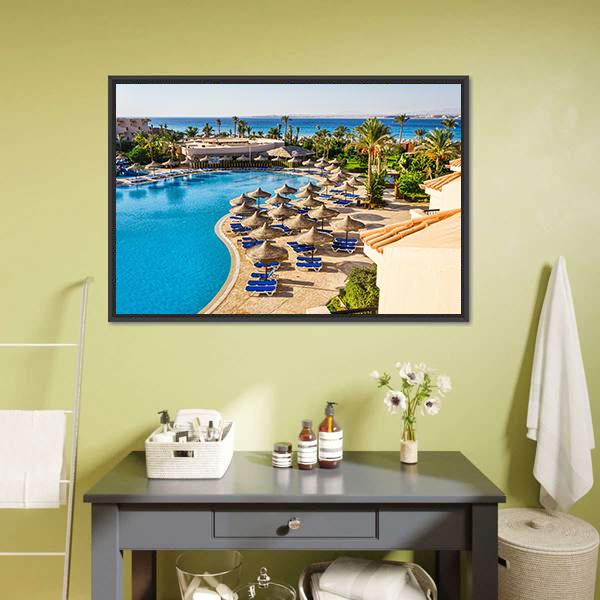 Hotel In Egypt To The Pool Canvas Wall Art-1 Piece-Floating Frame-36" x 24"-Tiaracle