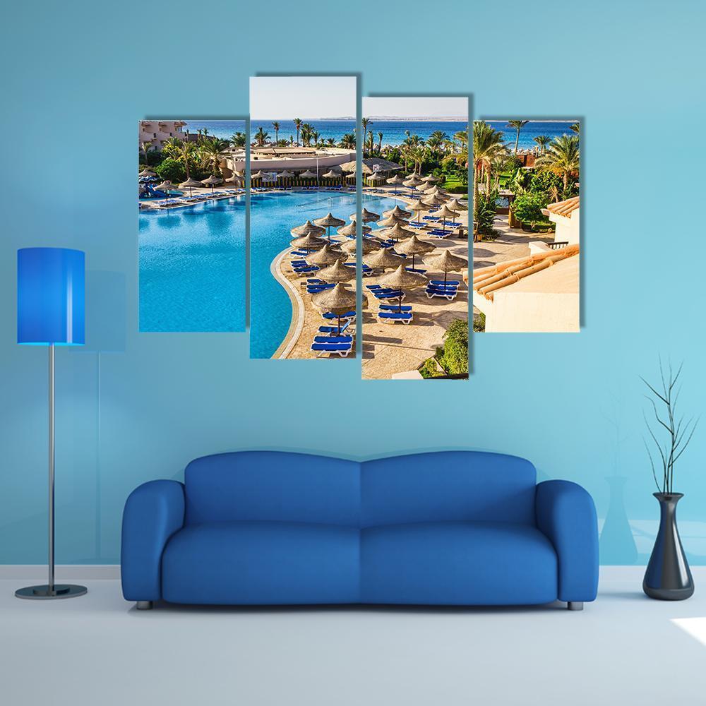 Hotel In Egypt To The Pool Canvas Wall Art-4 Pop-Gallery Wrap-50" x 32"-Tiaracle
