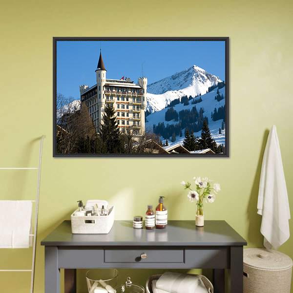 Hotel In Gstaad Switzerland Canvas Wall Art-1 Piece-Floating Frame-24" x 16"-Tiaracle