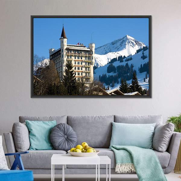 Hotel In Gstaad Switzerland Canvas Wall Art-3 Horizontal-Gallery Wrap-25" x 16"-Tiaracle