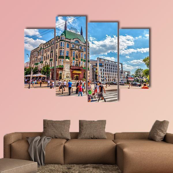 Hotel Moskva &amp; Balkanska Street Canvas Wall Art-4 Pop-Gallery Wrap-50" x 32"-Tiaracle
