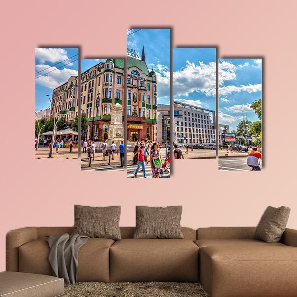 Hotel Moskva & Balkanska Street Canvas Wall Art-5 Pop-Gallery Wrap-47" x 32"-Tiaracle
