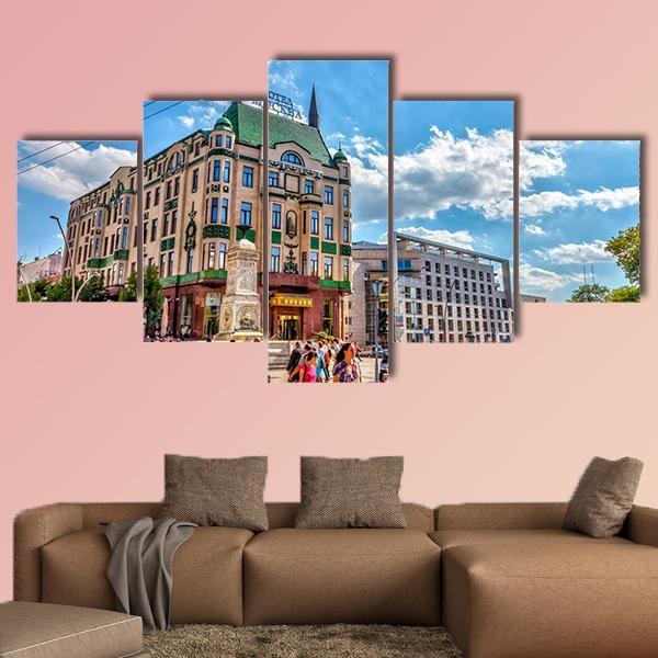 Hotel Moskva & Balkanska Street Canvas Wall Art-5 Star-Gallery Wrap-62" x 32"-Tiaracle