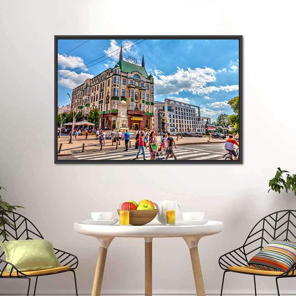 Hotel Moskva &amp; Balkanska Street Canvas Wall Art-3 Horizontal-Gallery Wrap-25" x 16"-Tiaracle